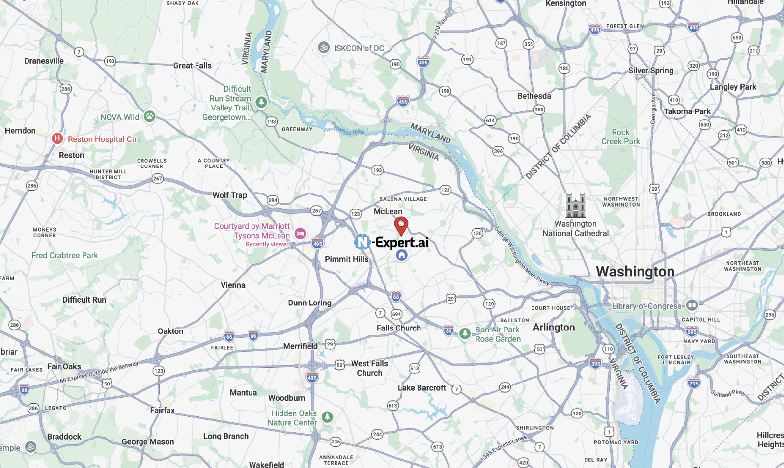 Google map showing the ConsultasNow office location in McLean, Virginia